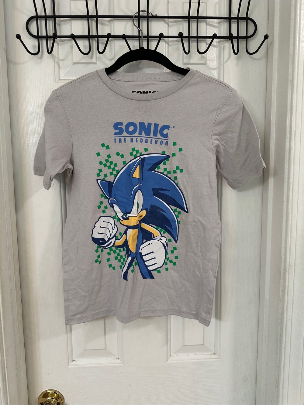 Sonic The Hedgehog Kids Graphic Tee - Gray with Blue Print